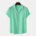 thumbnail image 1 of EQWLJWE Fishing Shirts for Mens Vintage Bowling Short Sleeve Shirts Solid Color Button Down Casual Shirt Fun Mardi Gras Tops for Fitness Exersice, 1 of 5