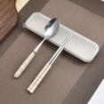 thumbnail image 1 of EQWLJWE Flatware Set with Case, 2 Pieces Stainless Steel Silverware Set Reusable Travel Utensils Set Spoon and Chopsticks With Case, 1 of 4