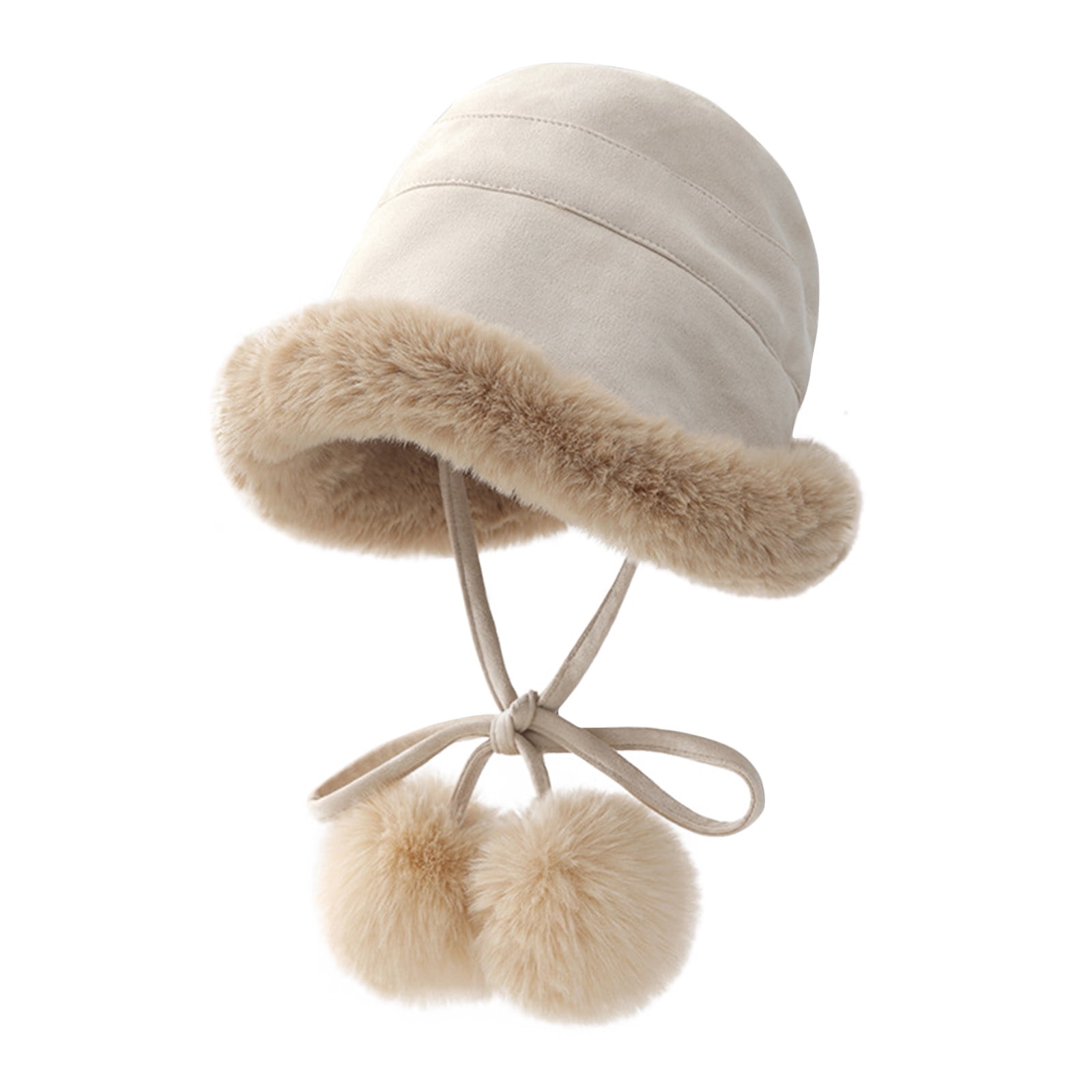 Women's Winter Beanie Hat With Ear Flaps & Faux Fur Pom Pom - Kawaii Knit Skull Cap, Light Gray - View #11