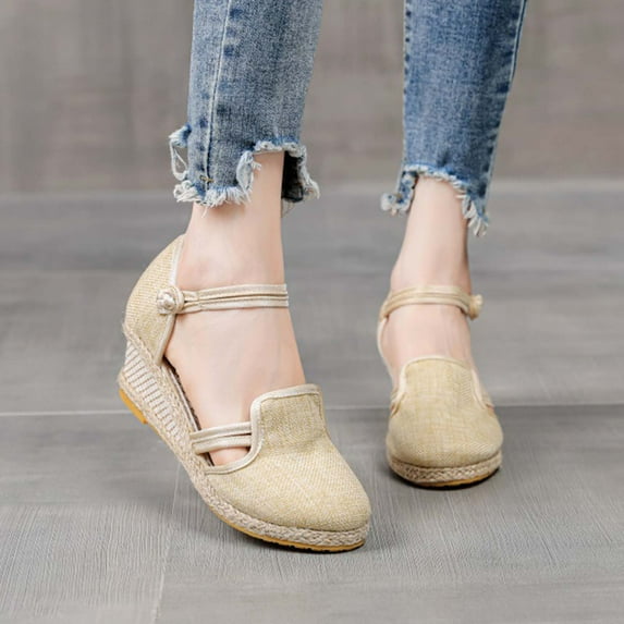 EQWLJWE Guess Sandals for Women's High Heel Sandals,Comfy Closed Toe Ankle Strap Platform Wedge Heel Pumps Hollowed Out Party Sandals for Casual Gatherings