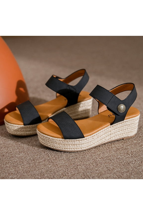 EQWLJWE Guess Sandals for Women's Platform Sandals Casual Summer Comfortable Soft Sole High Heeled Wedges with Adjustable Buckle for Photoshot