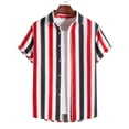 thumbnail image 1 of EQWLJWE Gym Shirts Men Short Sleeve Button Down Summer Stripe Print Comfortable Loose Clothing Vacation Beach Shirts for Tennis Basketball, 1 of 5