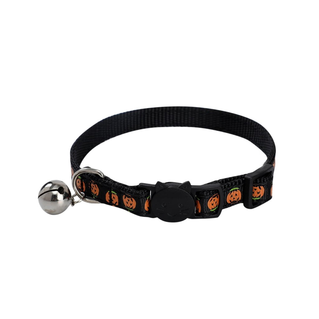 EQWLJWE Halloween Cat Collar, Breakaway Cat Collars with Bell, Adjustable Pet Collar with Skull