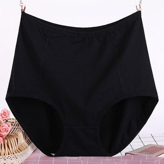 EQWLJWE High Waisted Womens Underwear Plus Size Leak Proof Cotton Crotch Briefs Seamless Soft Stretch Full Coverage Ladies Panties for Workout Gym Work Black(Xl-6Xl)