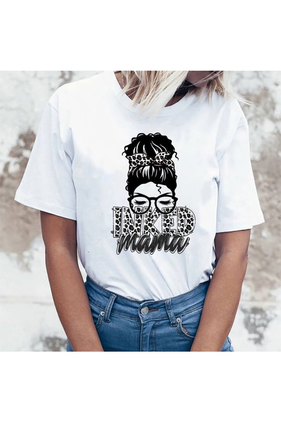 Inked Mama Mom Life Leopard Print Pucker Up Tattooed Mama T-Shirt