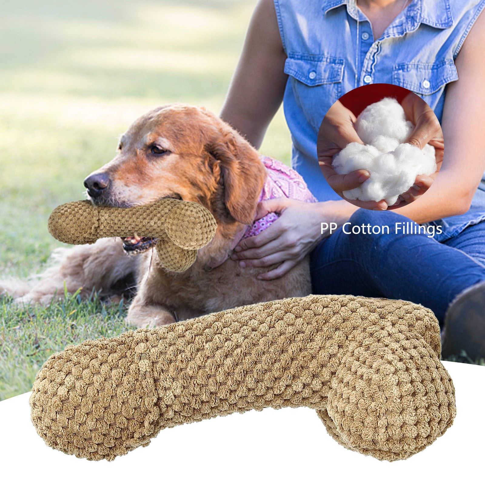 2-in-1 Interactive Plush Puzzle Dog Toys - Squeaky Pet and Puppy Enrichment Toys for Small, Medium, and Large Dogs, Gold