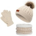 thumbnail image 1 of EQWLJWE Kids Winter Beanie Hat Warm Knit Thick Ski Cap With PomPom And Scarf Gloves Set For Girls Boys Girls' Hats Holiday Clearance, 1 of 4