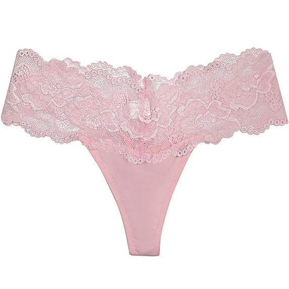EQWLJWE Lace Thongs for Women Valentine's Day Charming Underwear Seamless Thongs Soft Stretch Low Waist See Through Thong Underwear Pink(Xl-4Xl)