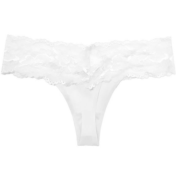 EQWLJWE Lace Thongs for Women Valentine's Day Charming Underwear Seamless Thongs Soft Stretch Low Waist See Through Thong Underwear White(Xl-4Xl)