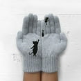thumbnail image 1 of EQWLJWE Ladies Woolen Gloves Autumn And Winter Outdoor Warm Cat Printing Gloves Gloves Holiday Clearance, 1 of 1