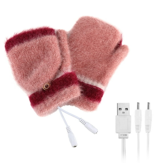 EQWLJWE Laptop Women USB Heated Mitten Full&Half Finger Winter Warm Knit Hand Gloves Gloves Holiday Clearance