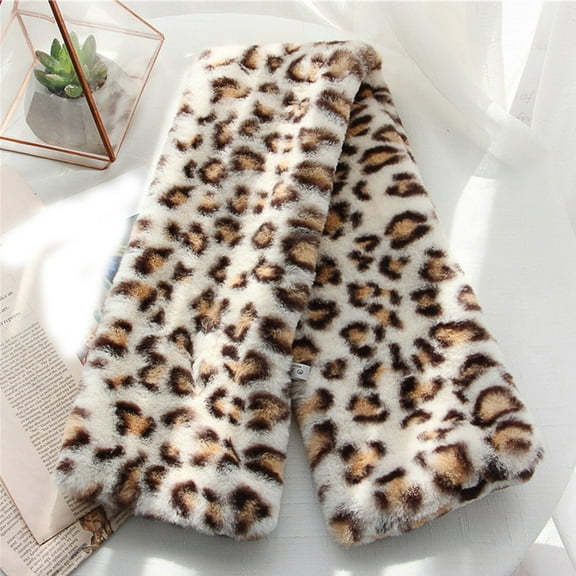 EQWLJWE Leopard Plush Women Winter Warm Scarf Fashion Thicken Grass Scarves Scarf Holiday Clearance