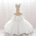 thumbnail image 1 of EQWLJWE Little Girl Sweet Tutu Ball Gown Solid Color Sleeveless Mesh Dresses Ruffle Pageant Party Wedding Long Dress with Bow Headbead New Year Gifts White(4 Years), 1 of 5