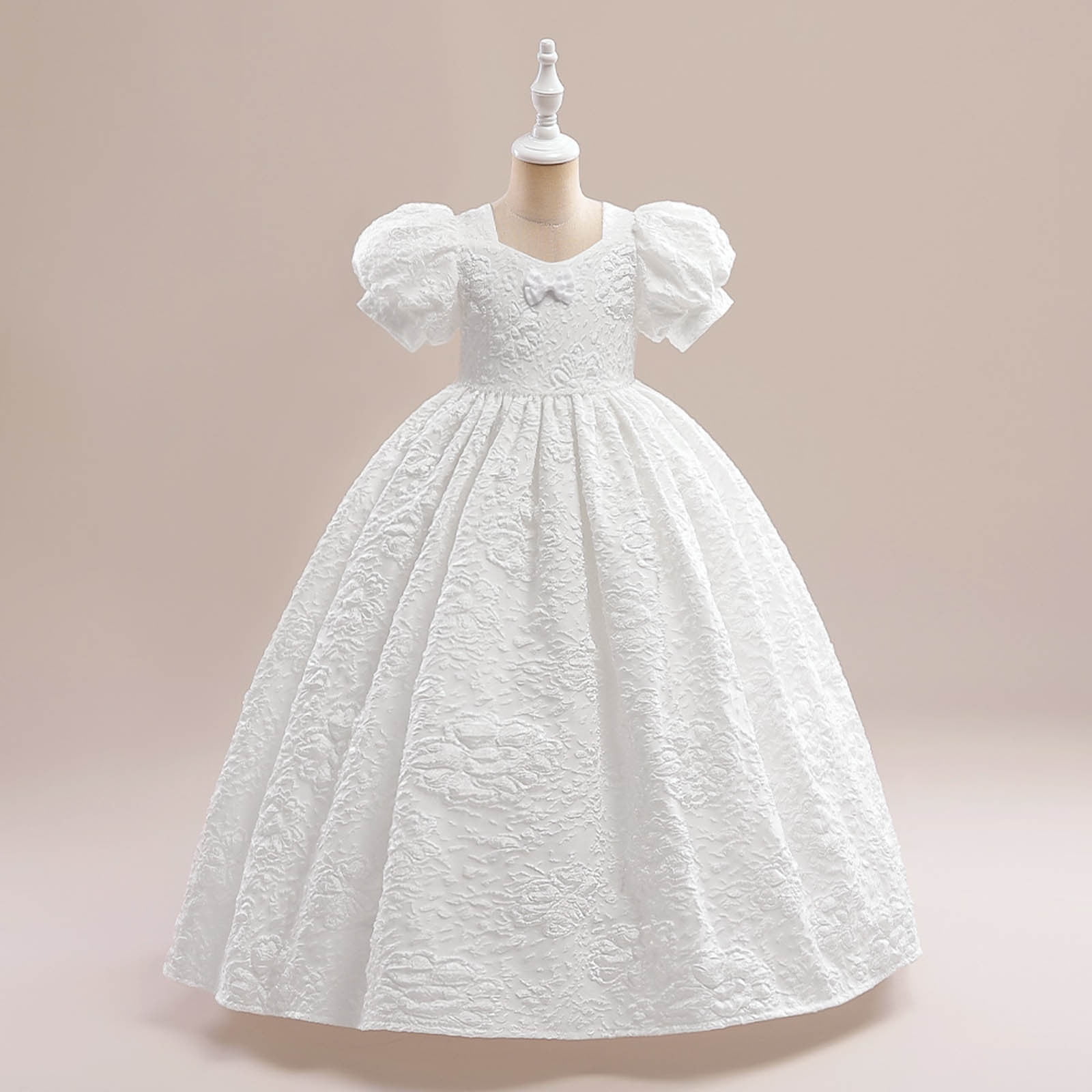 Girls White Birthday Dress Children's Prom Princess Dress