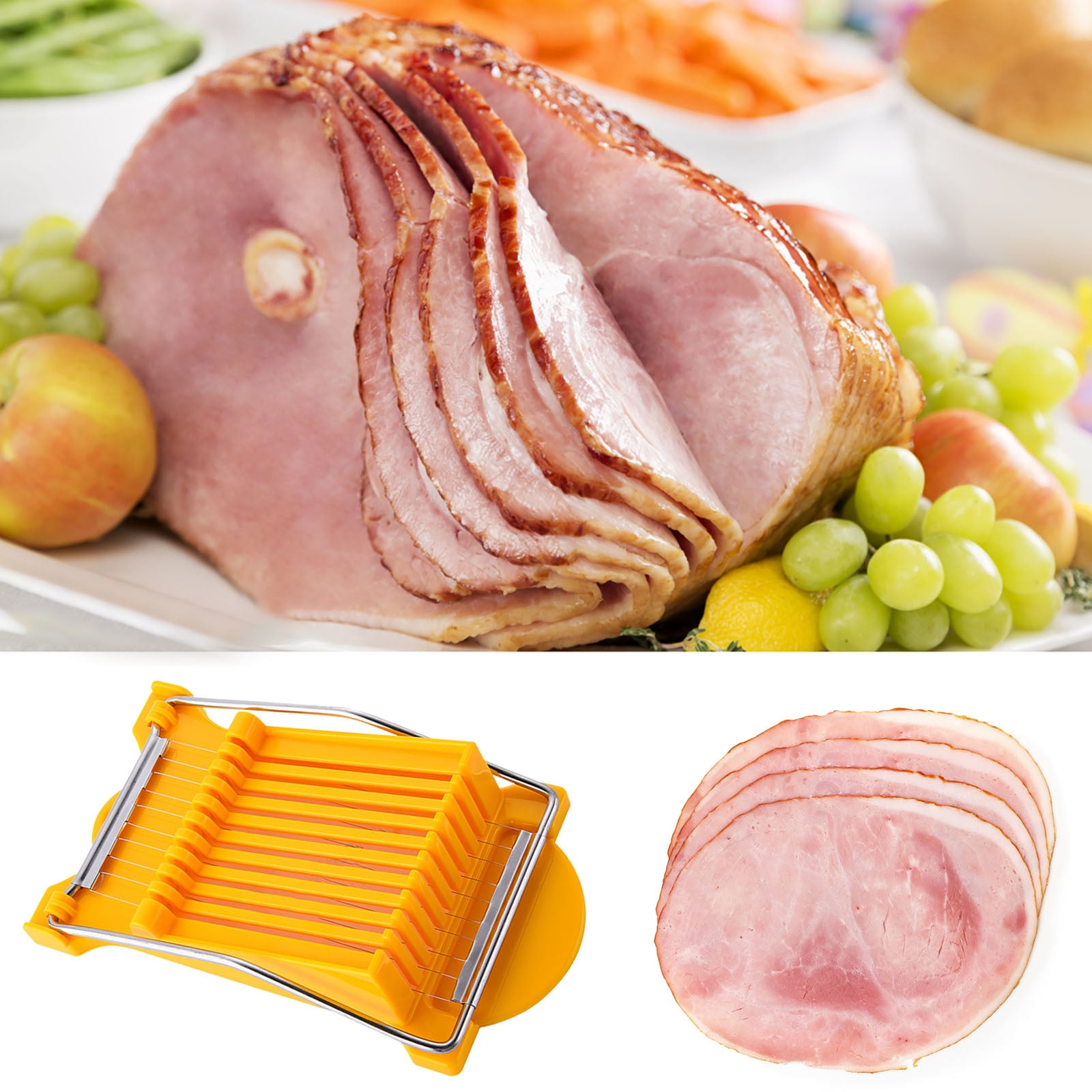 EQWLJWE Luncheon Meat Slicer, Egg Slicers,Stainless Steel Wire, Cuts 10 Slices for Eggs, Hams
