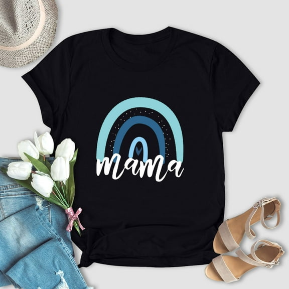 EQWLJWE Mama Shirt for Women Funny Mama Graphic Tees Shirt Mothers Day Letters Print T Shirt Tops