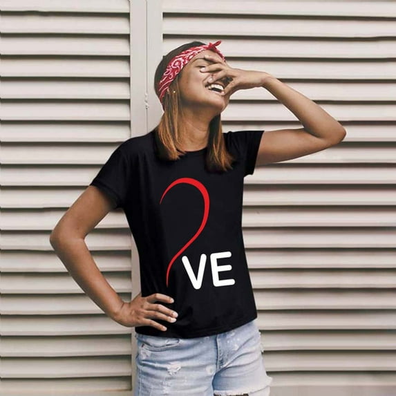 EQWLJWE Matching Shirts for Couples Love - LO VE - Valentine's Day T-Shirt for him and her Personalized Matching Couples