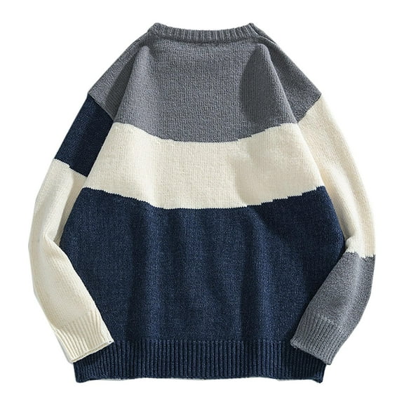 EQWLJWE Men Casual Fashion Long Sleeve Round Neck Knitted Pullover Sweater Blouse Men's Sweater Holiday Clearance