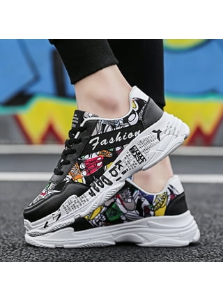 Men Fashion Wild Graffiti Casual Shoes Comfortable Breathable Low-Top  Sneakers