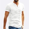 thumbnail image 1 of EQWLJWE Men's Cotton Linen Henley Shirt Short Sleeve Casual Beach Hippie T-Shirts Lightweight Yoga Tee Tops, 1 of 5