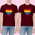 thumbnail image 1 of EQWLJWE Men's Crew T-Shirts Men Short Sleeve Casual Valentine's Day Rainbow Flag Heart Printing Round Neck Pullover T Shirt Blouse, 1 of 4