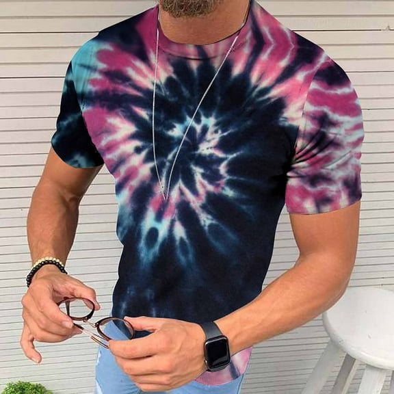 EQWLJWE Men's Graphic T-Shirt Men's Unisex Daily T Shirt 3D Print Graphic Print Tie-dye Print Short Sleeve Tops Casual Blouse