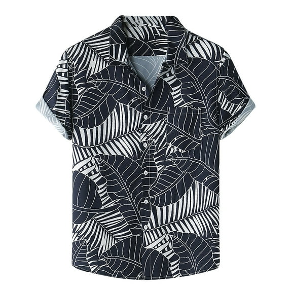 EQWLJWE Men's Hawaiian Shirt Short Sleeve Regular Fit Floral Shirts Casual Button Down Holiday Beach Aloha Shirts