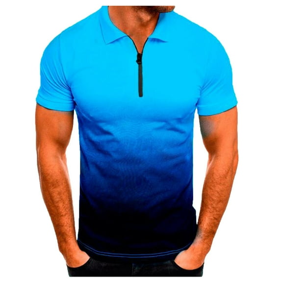 EQWLJWE Men's Henley Shirt Slim Fit Fashion Gradient T-Shirts Men Button Lapel Short Sleeve Tees Fitness Athletic Shirts