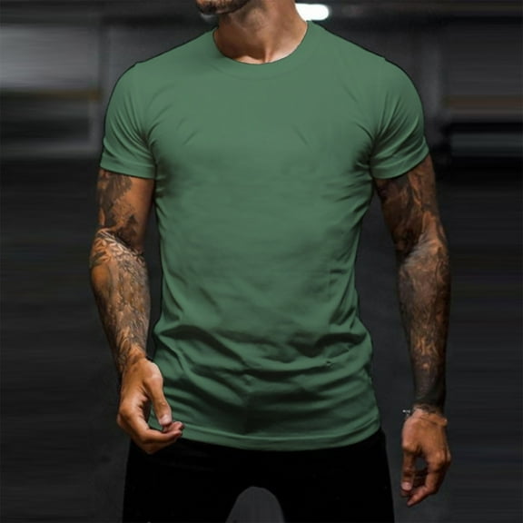 EQWLJWE Men's Short Sleeve Shirt Men's Fashion Vintage Solid Color Short Sleeve T Shirts