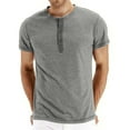 thumbnail image 1 of EQWLJWE Men's Short Sleeve Shirt Men's Solid Color Round Neck Half Button Pullover Casual Short Sleeve T-Shirt, 1 of 3