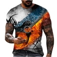 thumbnail image 1 of EQWLJWE Men's Short Sleeve Tee Men Casual Round Neck Cool Style 3D Digital Printing Pullover Fitness Sports Shorts Sleeves T Shirt Blouse, 1 of 4