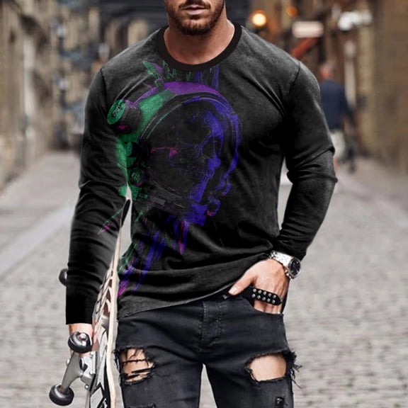 EQWLJWE Men's Unisex Cotton T-Shirt Men's Unisex Daily T Shirt 3D Print Graphic Prints Cross Print Long Sleeve Tops Casual Blouse