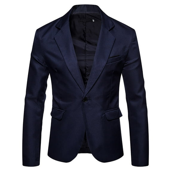 EQWLJWE Mens Casual Blazer Jacket Slim Fit Sports Coat Business Suit Jackets Solid Color One Button Daily Coat for Wedding Gift for Brother Navy XXL