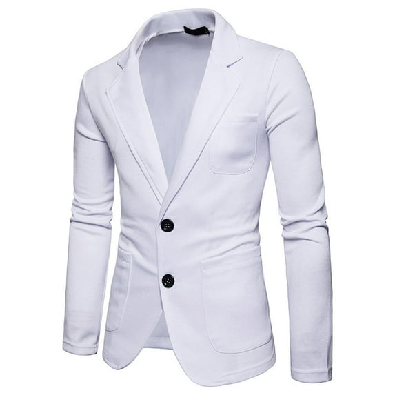 EQWLJWE Mens Casual Knit Blazer Suit Jackets Two Button Lightweight Unlined Solid Color Soft Coat Gift for Brother White XL