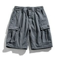 thumbnail image 1 of EQWLJWE Mens Cotton Cargo Shorts Elastic Waist Drawstring Zipper Shorts Outdoor Lightweight Shorts with Multi Pockets Gray S, 1 of 4