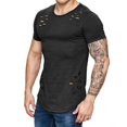 thumbnail image 1 of EQWLJWE Mens Fashion T-Shirts Men's Solid Short Sleeves With Holes In Summer Fashion Comfortable Blouse Top, 1 of 5