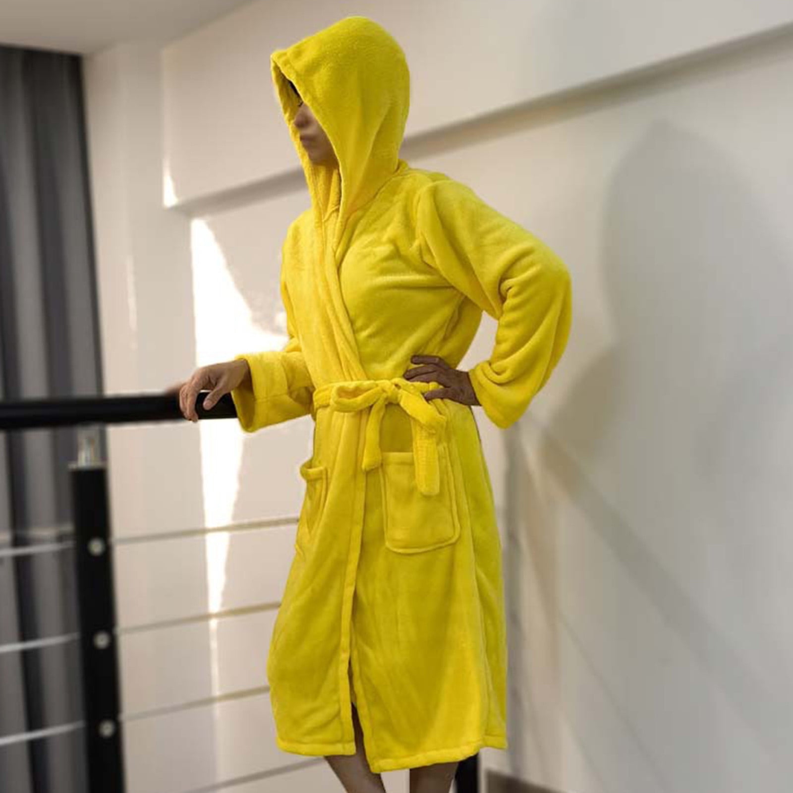 ENYOFE Mens Bathrobe Long Terry Cloth Robes Hooded Cotton Towel Bathrobe  for Spa Bath Loungewear at  Men's Clothing store
