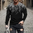 thumbnail image 1 of EQWLJWE Mens Short Sleeve Basic Tops Flame Print Round Neck Long Sleeve Men's Tshirt, 1 of 4