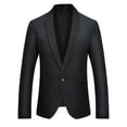 thumbnail image 1 of EQWLJWE Mens Slim Fit Suit Blazers Lightweight Sport Coats One Button Color Block Suit Jackets for Wedding Gift for Son Black L, 1 of 3