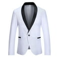 thumbnail image 1 of EQWLJWE Mens Slim Fit Suit Blazers Lightweight Sport Coats One Button Color Block Suit Jackets for Wedding Gifts for Dad White M, 1 of 3