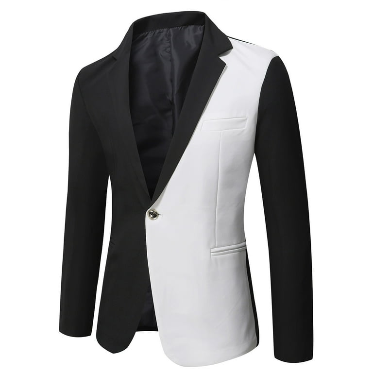 EQWLJWE Mens Sport Coat Casual Blazer One Button Color Block