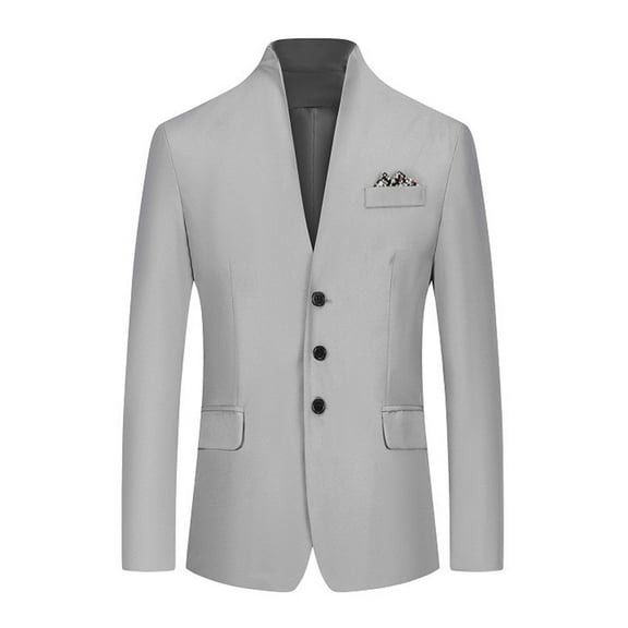 EQWLJWE Mens Suit Jacket Casual Muti Button Slim Fit Sport Coat Solid Color Business Daily Blazer Gifts for Dad Gray XXXL