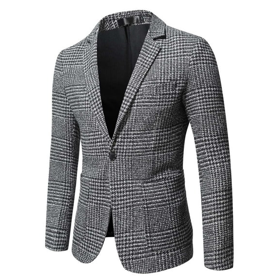 EQWLJWE Mens Wool Blend Suit Blazer Tweed Sport Coats Winter Warm Business Daily Suit Jacket for Wedding Gift for Son Dark Gray XXXXL