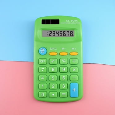 EQWLJWE Mini Digital Desktop Calculator with 8-Digit LCD Display, Battery Solar Power Smart Calculator Pocket Size for Home School, 4.3" x 2.6", Green