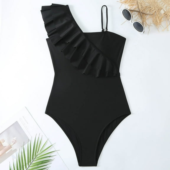 EQWLJWE Modest Swimsuits for Women's Underwire One Piece Swimsuits Solid Color Tight Fitting Bathing Suits Summer Swimwear for Vacation Dating