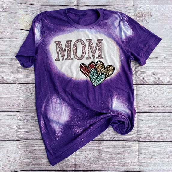 EQWLJWE Mom Shirts for Women Girl Mom Leopard T-Shirt Casual Letter Printed Mom of Girls Tee