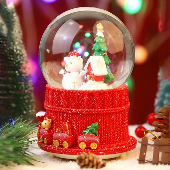 EQWLJWE Musical Christmas Globe Decoration 5.5” Glitter Dome Water Globes Santa Snowman Winter Tree Glass Ball Collectible Decor