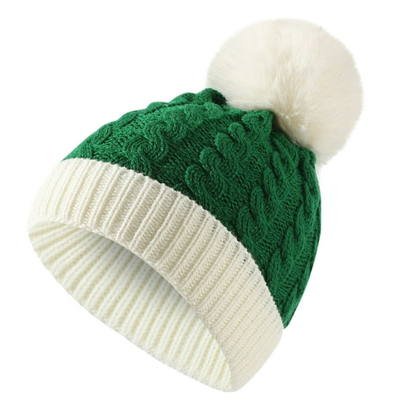 EQWLJWE NEW Christmas Girls Boys Kids Winter Beanie Gradient Knit Hat Warm Knit Thick Ski Cap With Fluff Ball For 1-6Years Old Girls' Hats Holiday Clearance