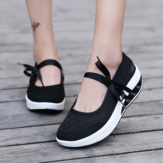 EQWLJWE New Lace-Up Fashion Women's Shoes Large Size Platform Casual Sneakers Women's Flat Shoes Holiday Clearance