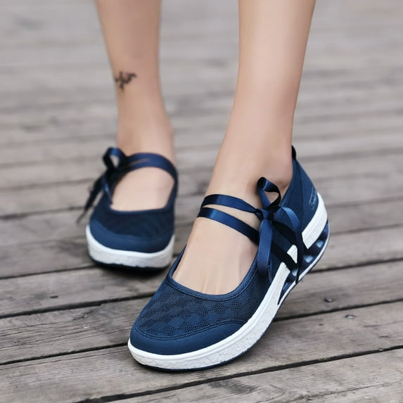 EQWLJWE New Lace-Up Fashion Women's Shoes Large Size Platform Casual Sneakers Women's Flat Shoes Holiday Clearance